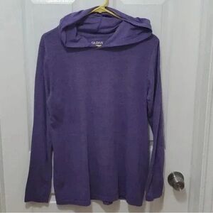 Purple Hooded Long Sleeve Top